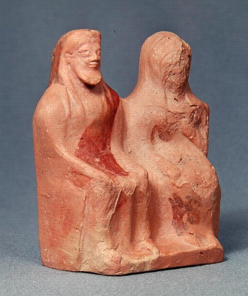 To tronende figurer, slutningen af det 6. århundrede f.Kr. (keramik) (se også 293748) af Greek