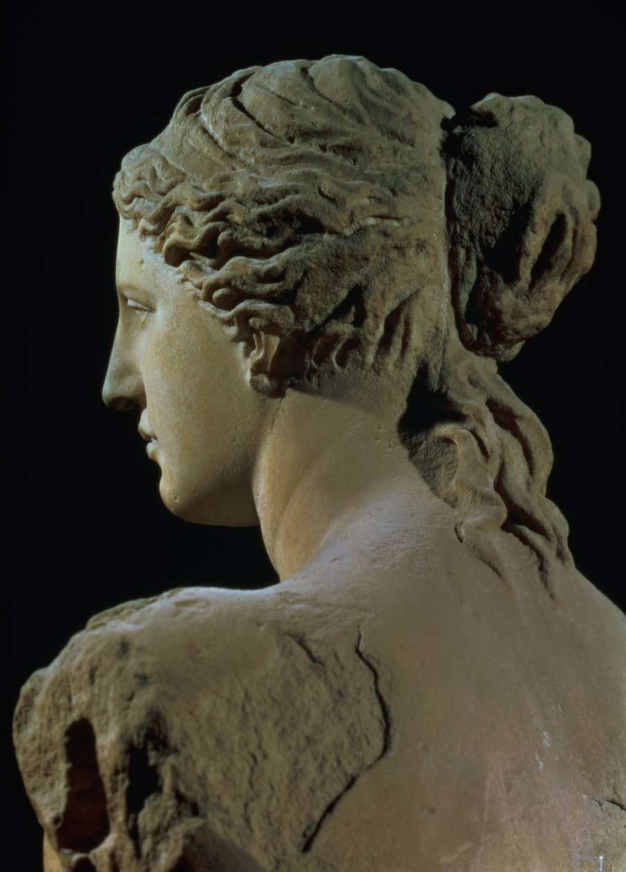 Venus de Milo, detalje af baghovedet, hellenistisk periode, ca. 100 f.Kr. marmor for forfra se 14152 af Greek