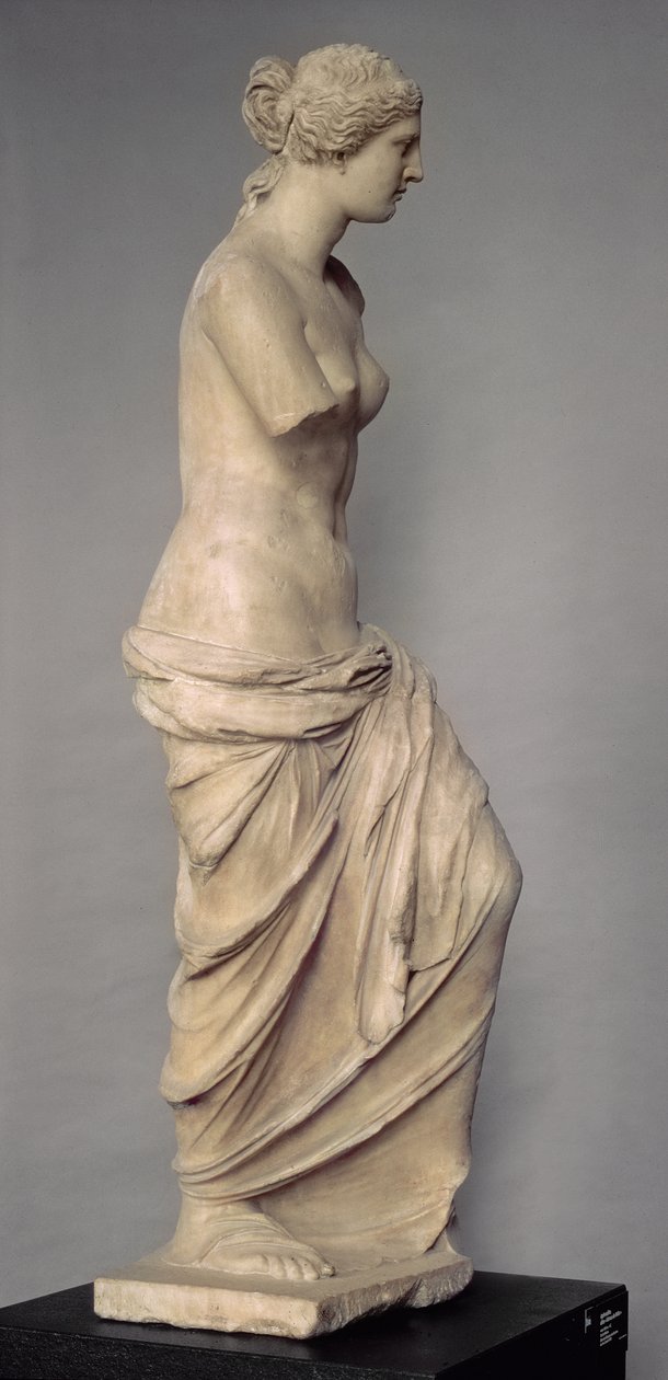 Venus de Milo, sidebillede, græsk, hellenistisk periode, ca. 100-130 f.Kr. (marmor) (forfra se 14152) af Greek