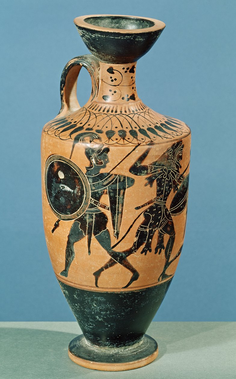 Attic Style Lekythos, der forestiller Hercules og Amazonerne (keramik) af Greek School
