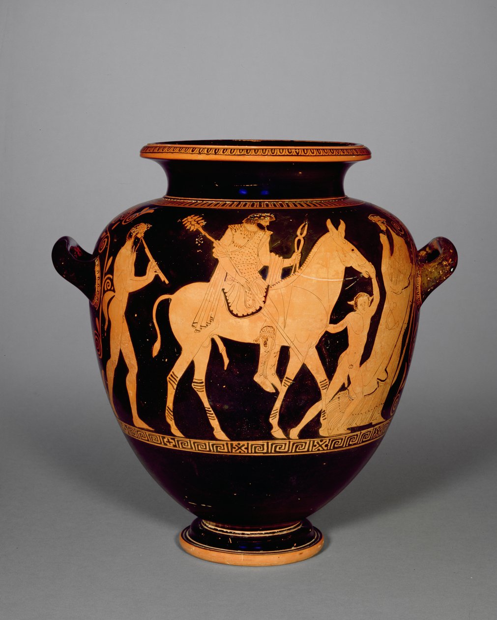 Attic rød-figur stamnos, der viser tilbagekomsten af Hefaistos, fra gruppen af Polygnotus, ca. 440 f.Kr. (keramik) (se også 293739 og for detaljer se 307551) af Greek School