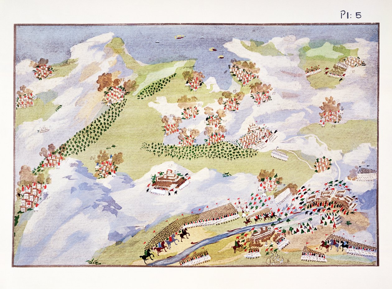 Battle of the Inn at Gravia, plade 5 fra Pictorial History of the Greek Independence War of General Makriyannis af Greek School