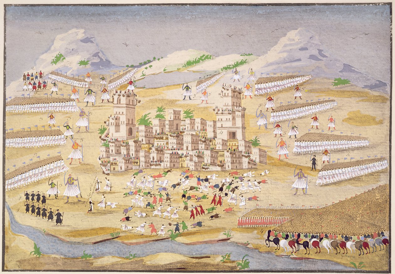 Slag omkring Theben, plade 22 fra Pictorial History of the Greek Independence War of General Makryjannis af Greek School