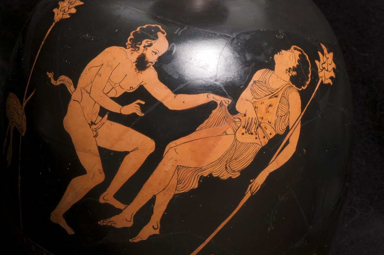 Detalje af en rød figur, squat lekythos (terrakotta) (se også 325673) af Greek School
