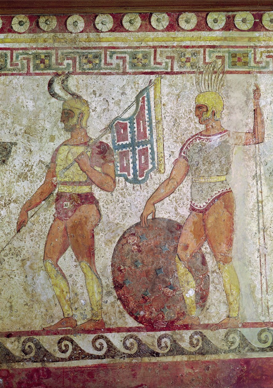 Fodsoldater, gravmaleri fra Paestum (se også 119488) af Greek School