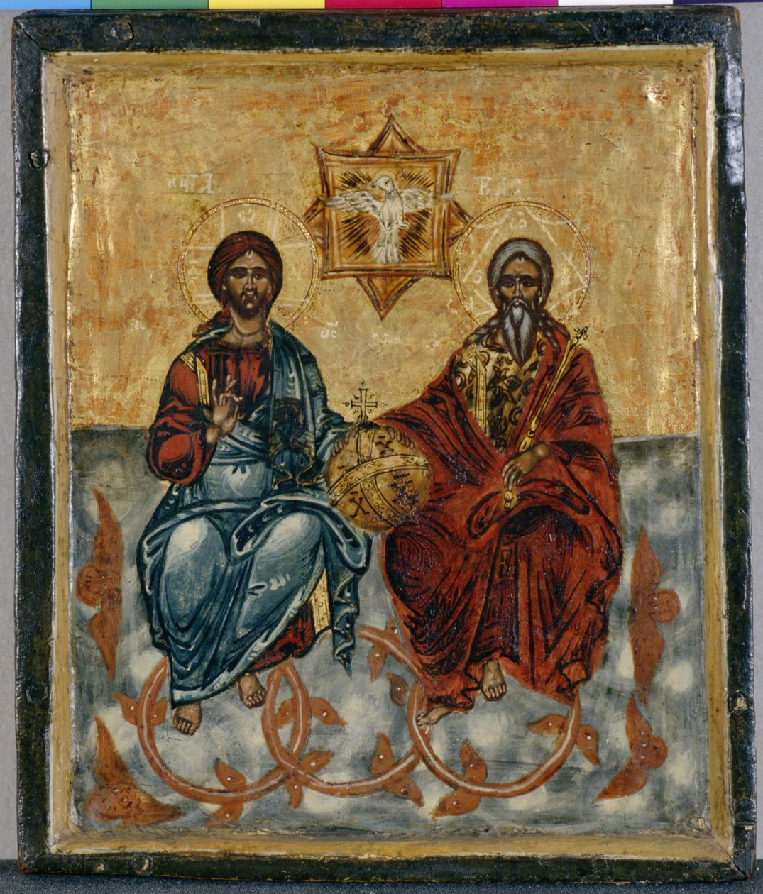 Ikon fra Kreta, der forestiller den hellige treenighed (tempera på træ) af Greek School
