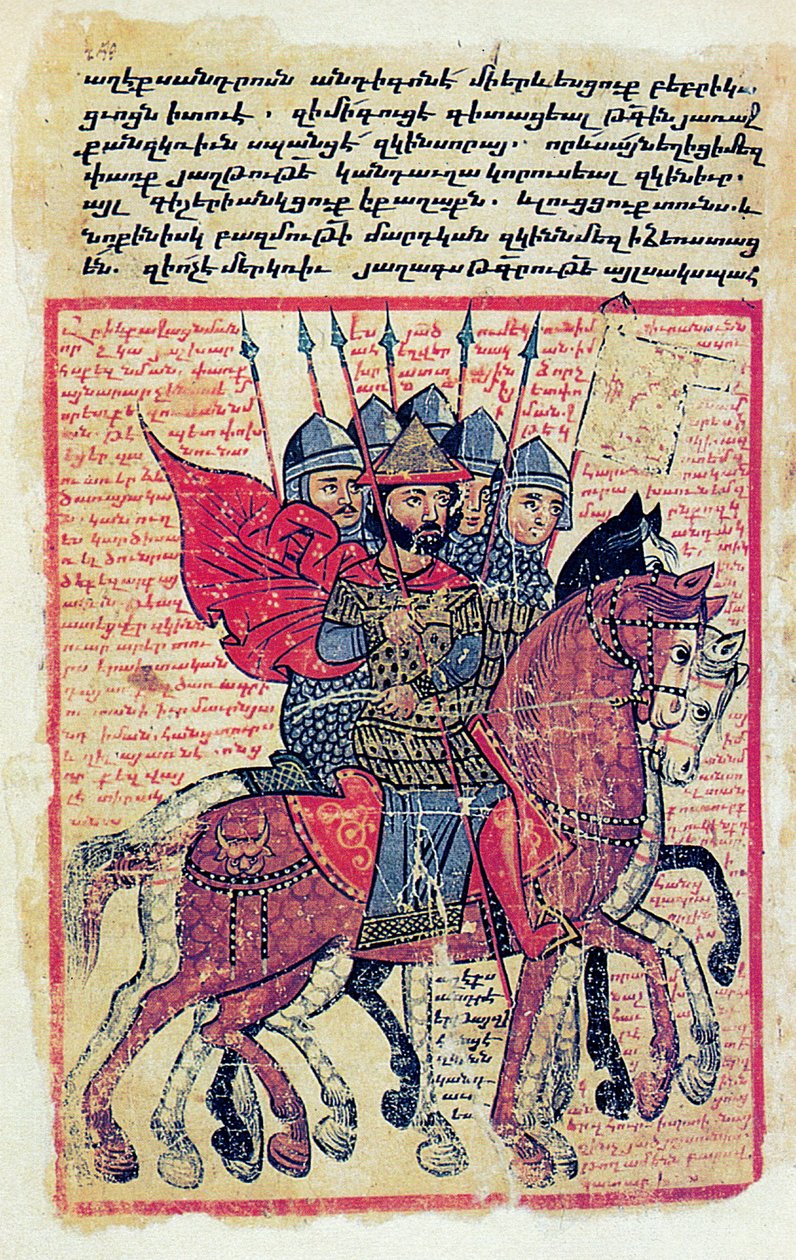 Militærscene fra et armensk manuskript fra det fjortende århundrede af Greek School