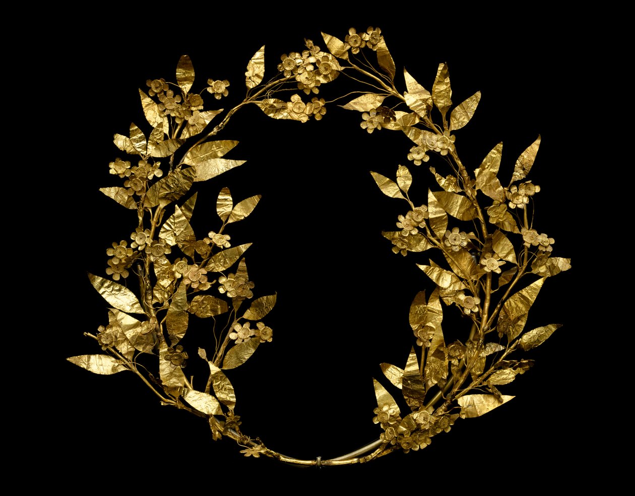 Myrtekrans, fra Peloponnes, 330-250 f.Kr. (guld) af Greek School