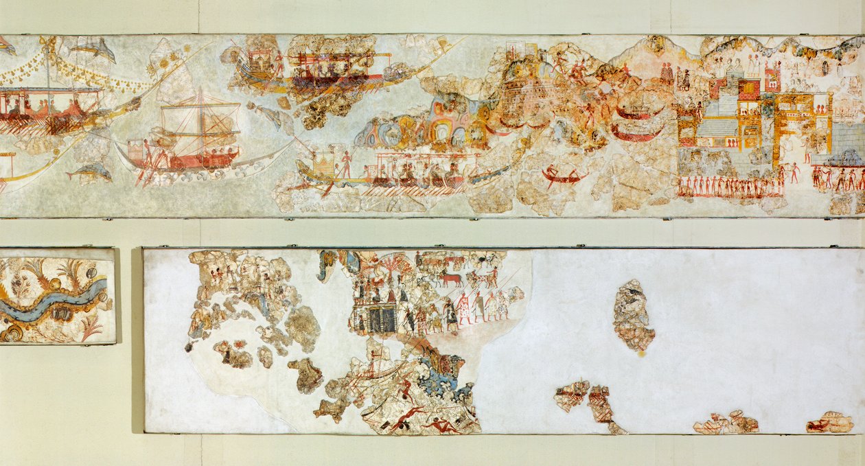 Søekspeditioner, Akrotiri fresco, Thera (i dag Santorini), Grækenland, minoisk civilisation af Greek School
