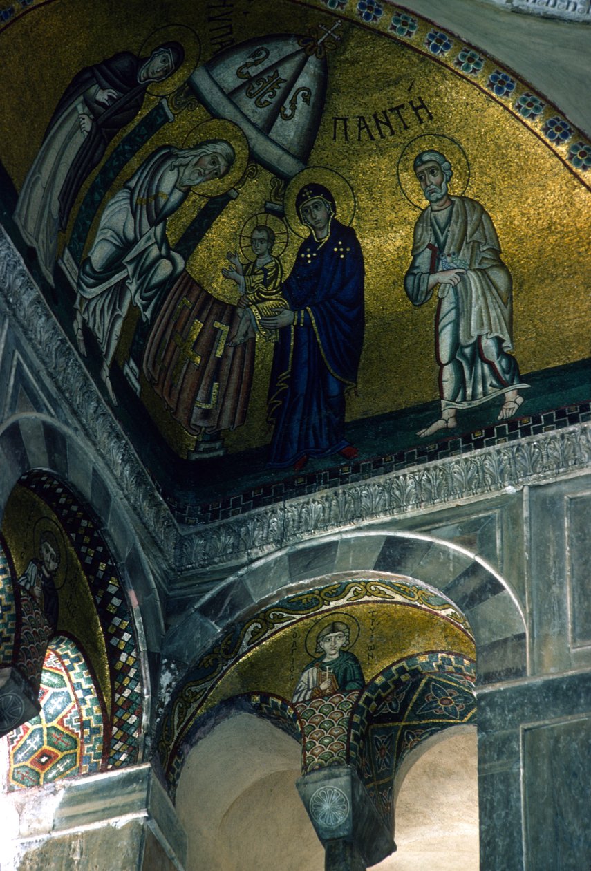 Præsentation i templet, mosaik fra Katholikon (mosaik) af Greek School