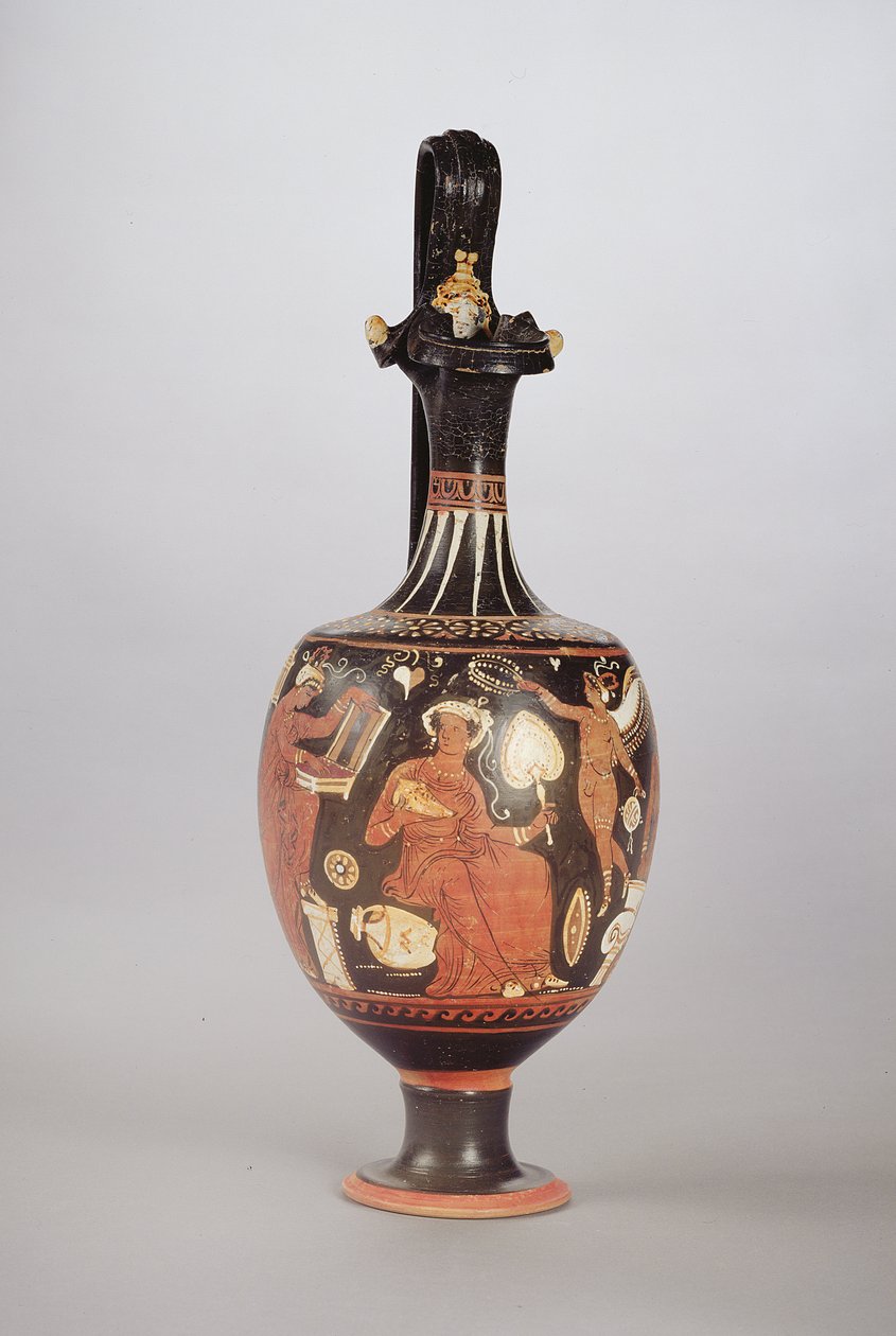 Rød og hvid figur Oinochoe, ca. 310 f.Kr. (keramik) af Greek School