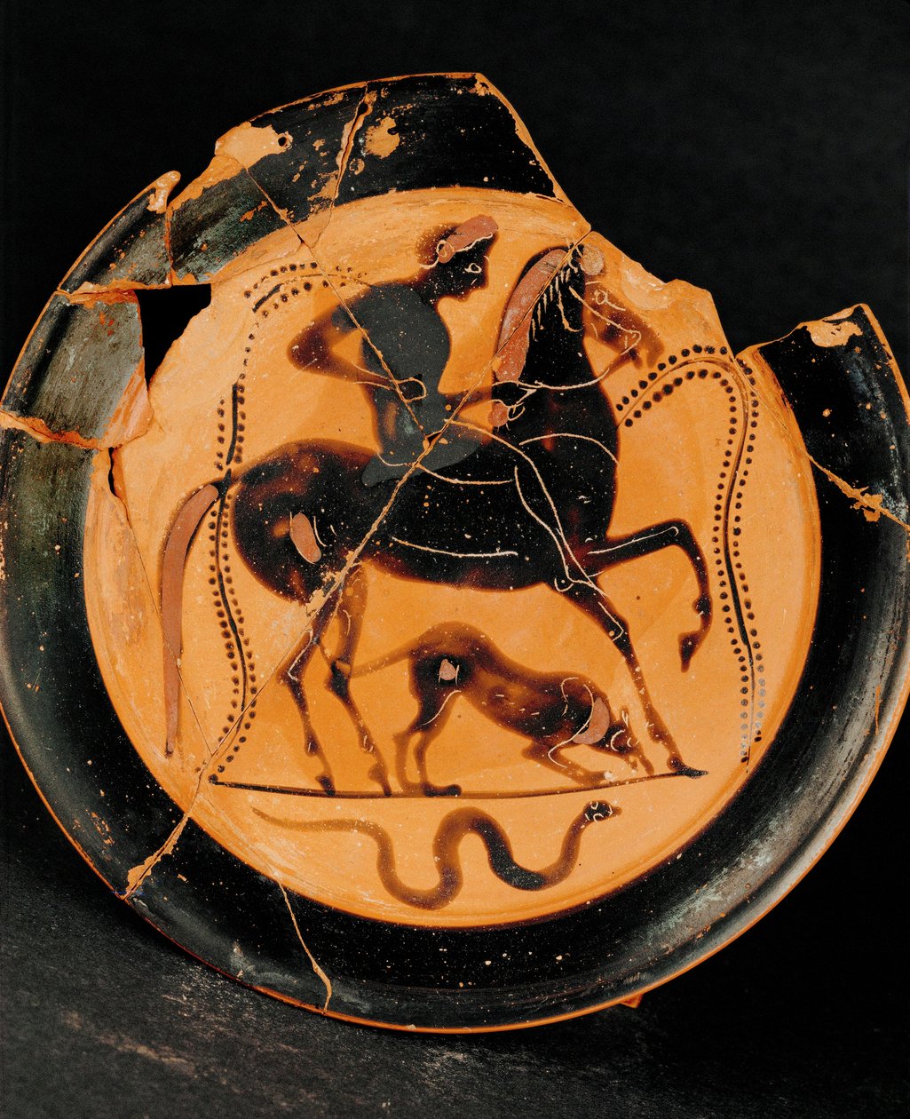 Rytter og hans hund (ler) af Greek School