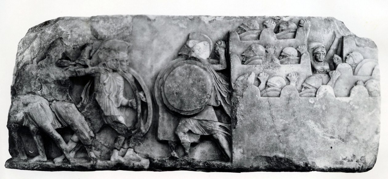 Sektion af frisen af Nereid-monumentet ved Xanthus, omkring 4. århundrede f.Kr. (relief) af Greek School