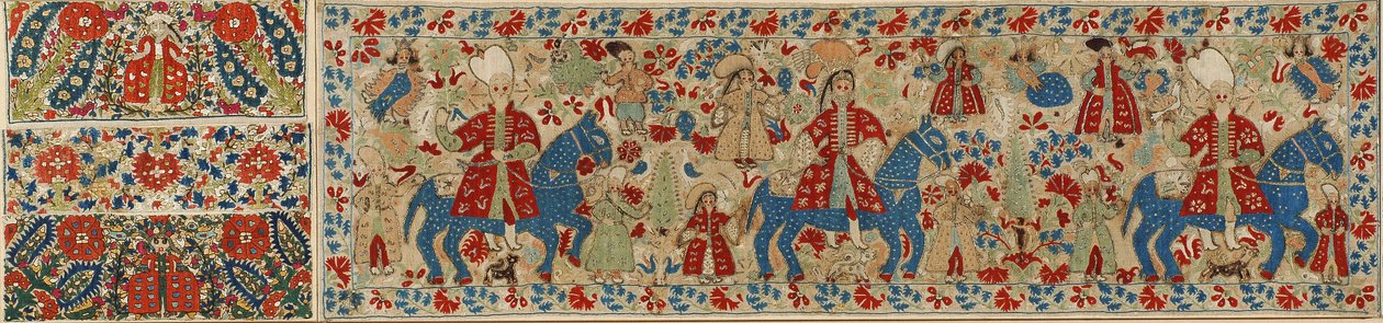 Brudepudebetræk, fra Ioannina, Ipeiros, 1600-1700-tallet (linned med silke- og sølvmetaltråde) af Greek School