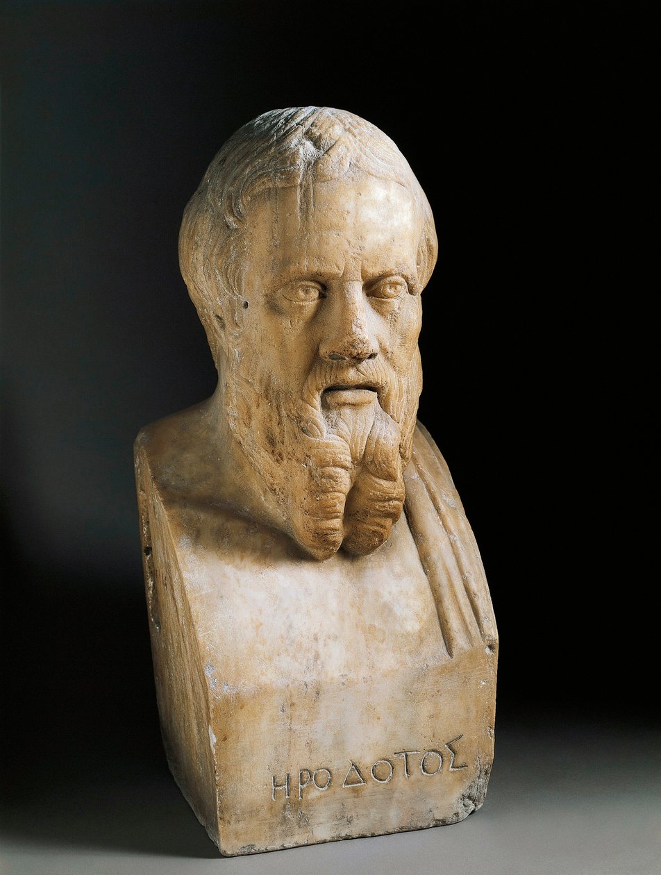 Buste af Herodot, 4. århundrede f.Kr. (Marmorskulptur) af Greek or Roman