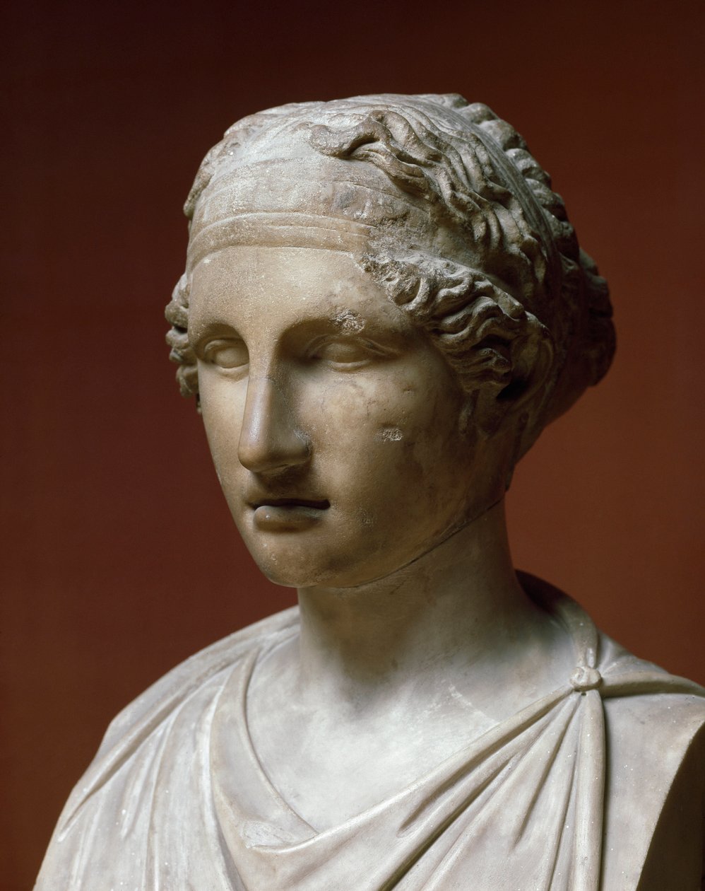 Portræt af Sapho (marmorskulptur) af Greek or Roman