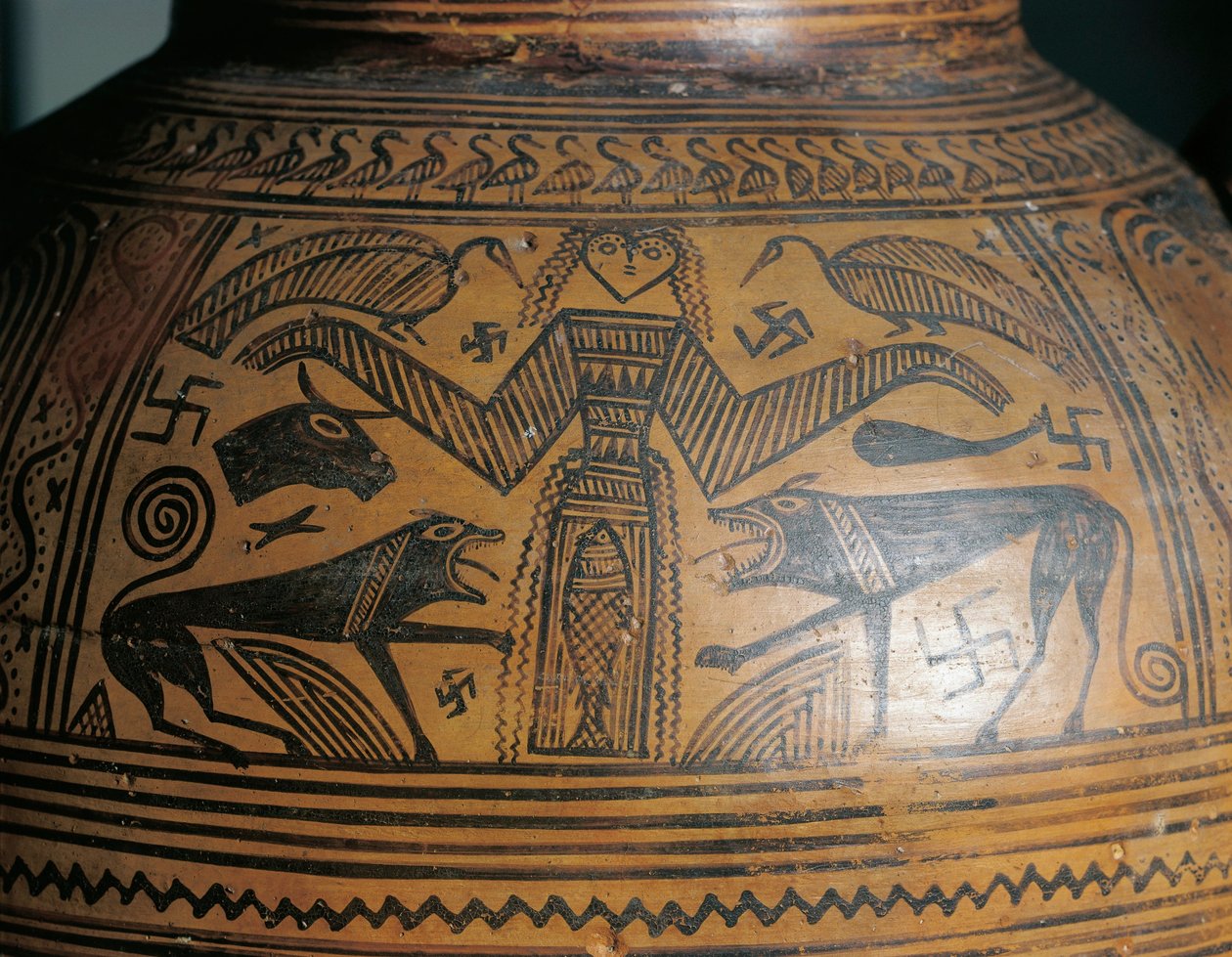 Græsk civilisation, boeotisk amfora, fra Theben, detalje af Greek School