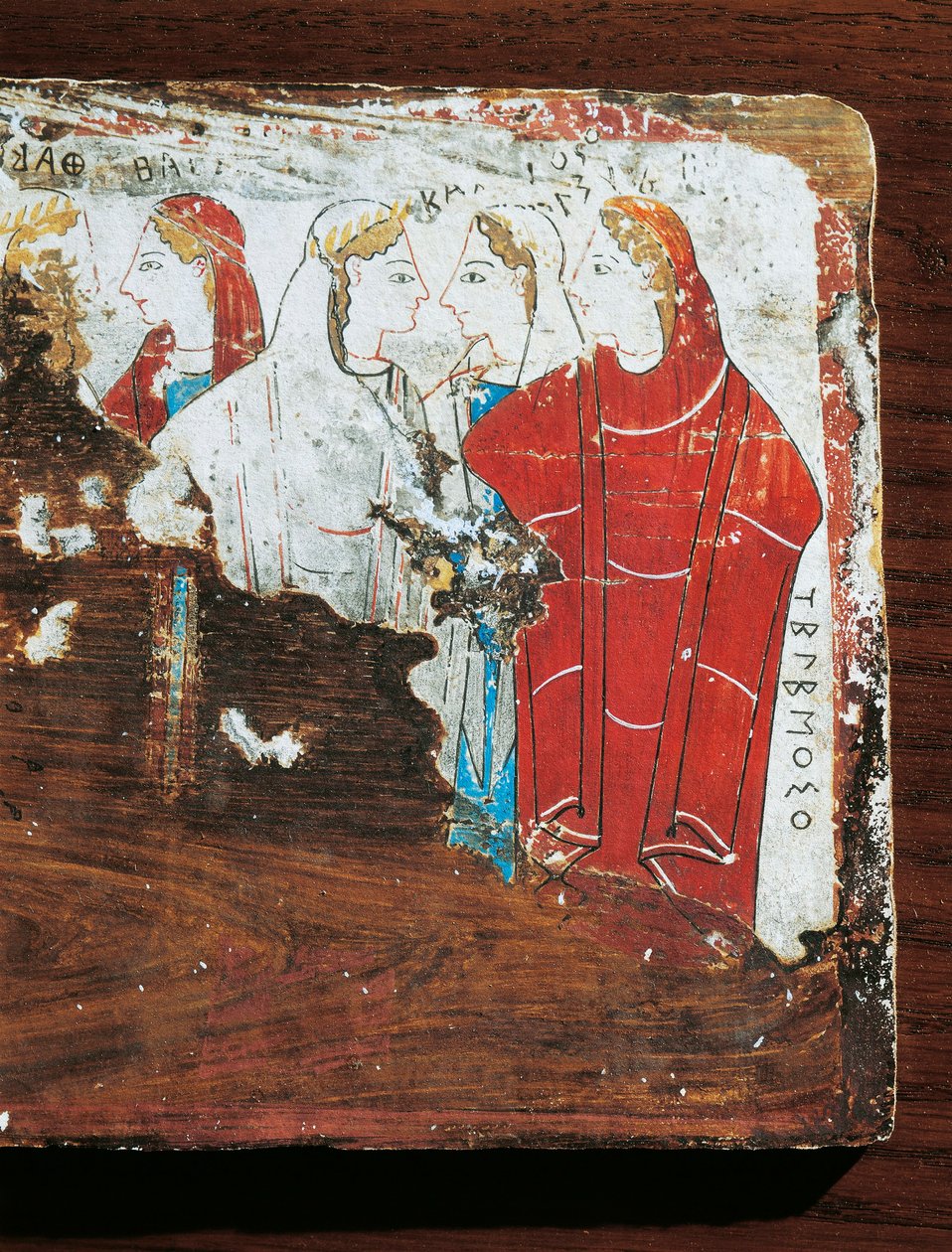 Græsk civilisation, votivtavle, der forestiller en gruppe kvinder, fra Korinth af Greek School