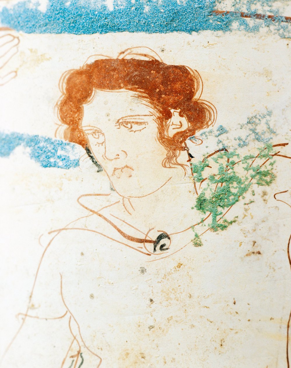 Hvidslebet keramik, Attic lekythos skildrer begravelsesscene med kriger før graven, detalje af Greek School