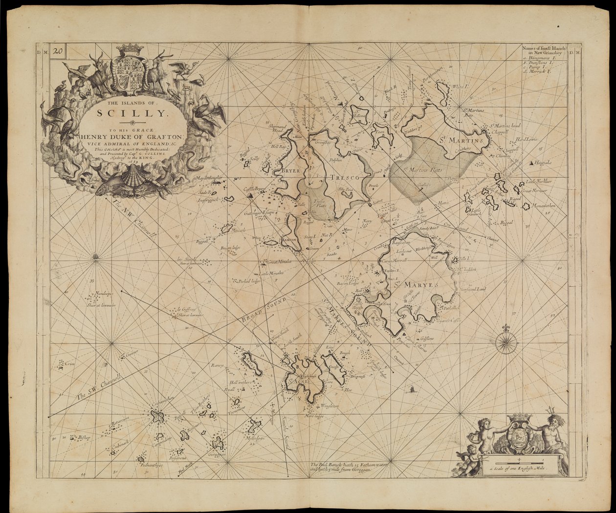 Kort over Scilly-øerne, ca. 1693 (tryk) af Greenvile Collins