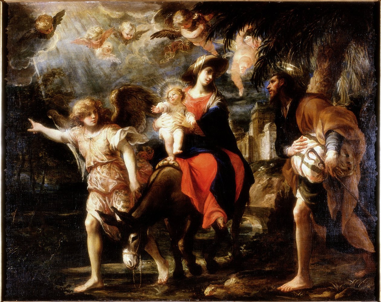 Flugten til Egypten, ca. 1680-1700 af Gregorio De Ferrari