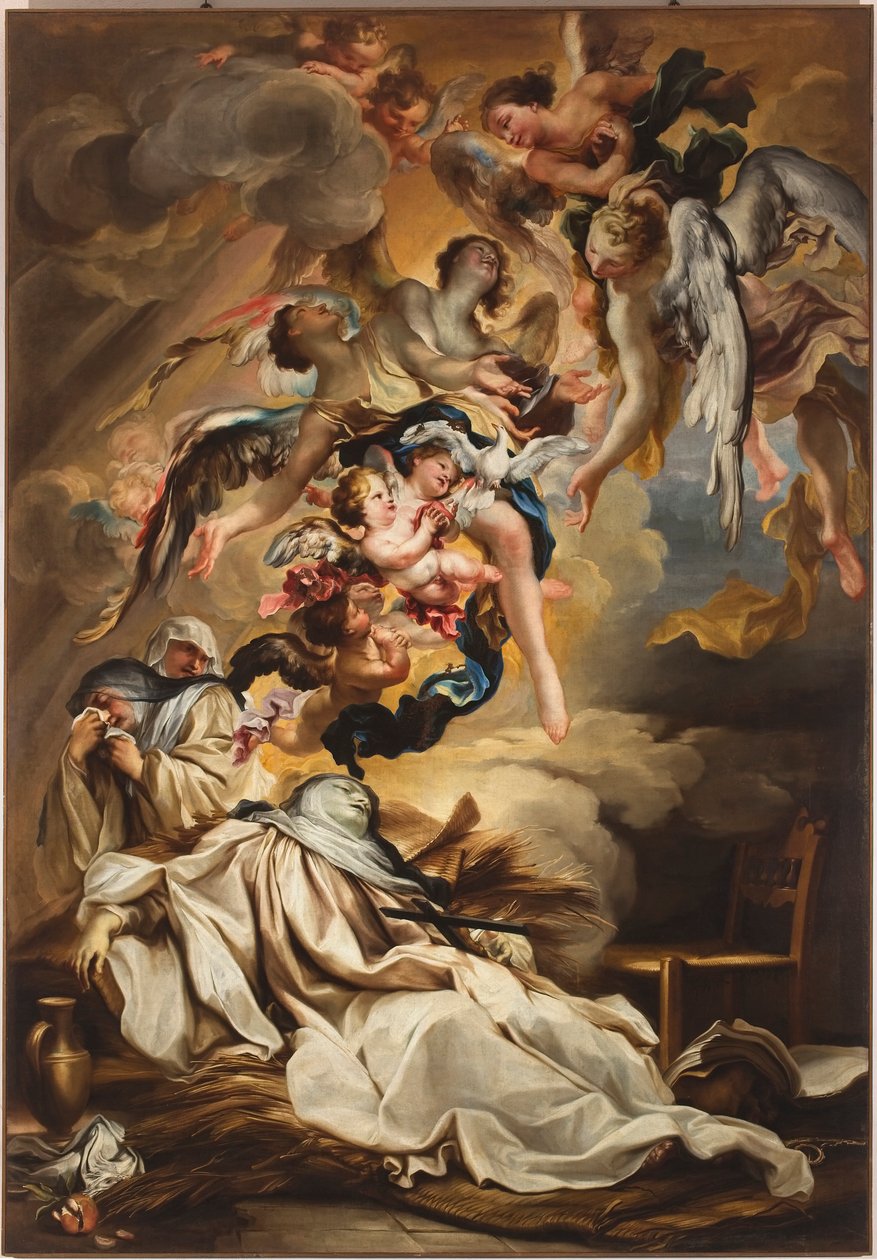 St. Scholasticas død, ca. 1700 af Gregorio De Ferrari
