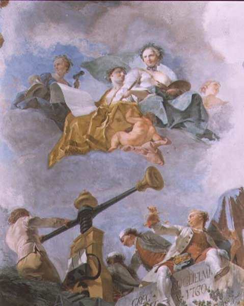 Allegoriske figurer, detalje af loftet i det store galleri, 1759-62 af Gregorio Guglielmi