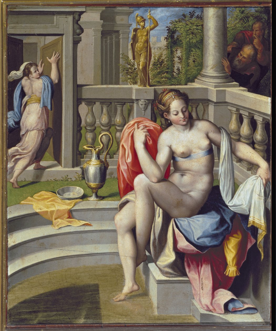 Suzanne i badet - Olie på træ af Gregorio Pagani