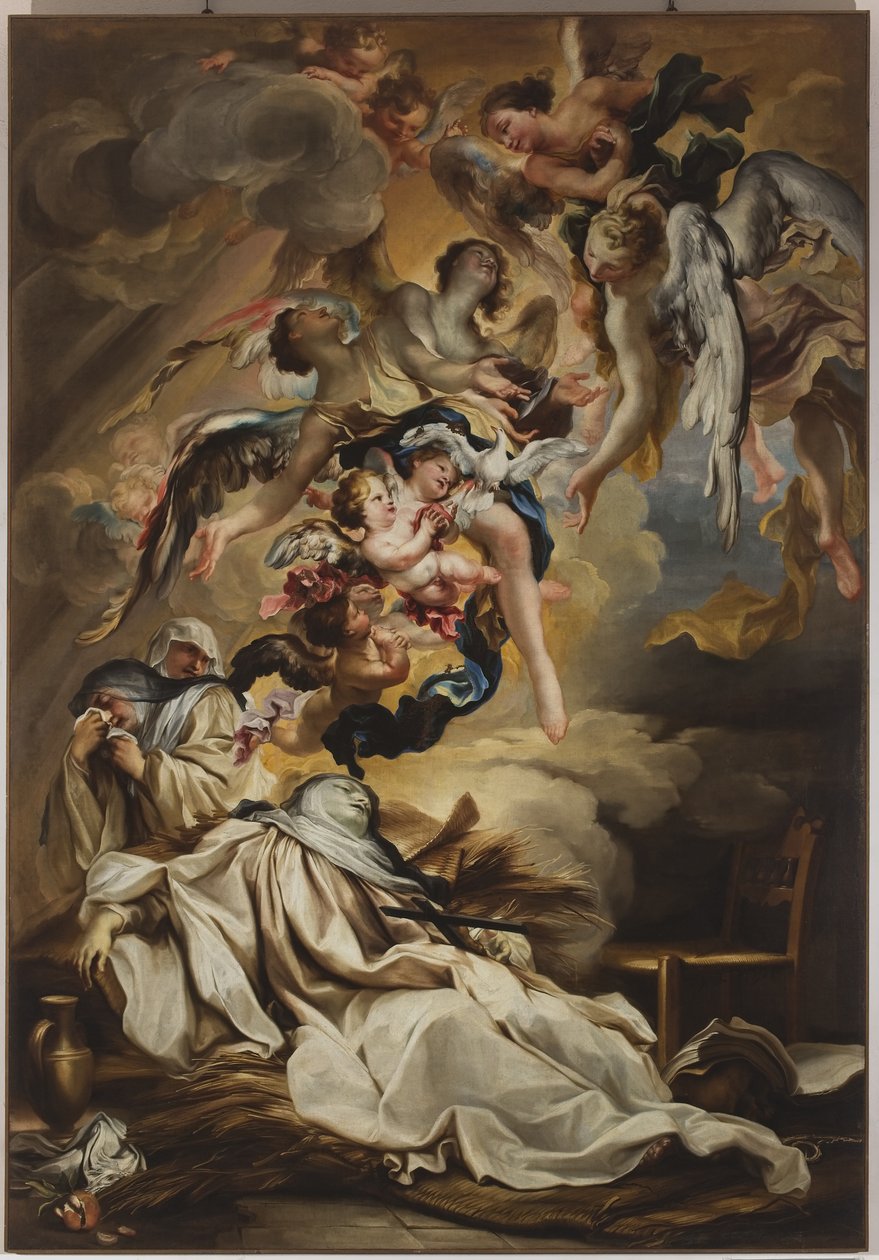 Saint Scholasticas død, ca. 1700 (olie på lærred) af Gregorio De Ferrari