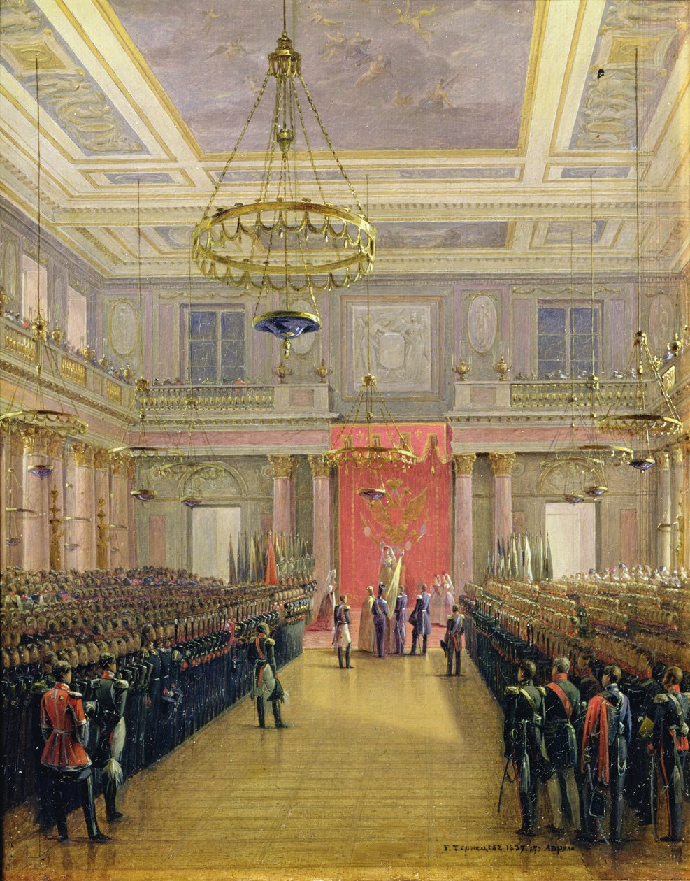 Tronfølgeren Alexander II Nickolaevichs ed i Vinterpaladset, 1837 (olie på pap) af Grigori Grigor