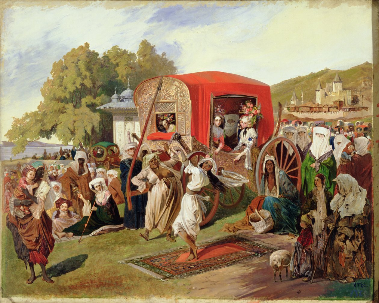 Udendørsfest i Tyrkiet, ca. 1830-60 af Grigori Grigorevich Gagarin