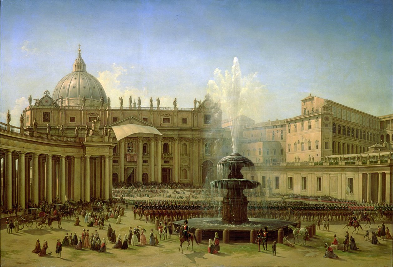 Piazza San Pietro i Rom ved en pavelig velsignelse, 1850 af Grigori Grigor