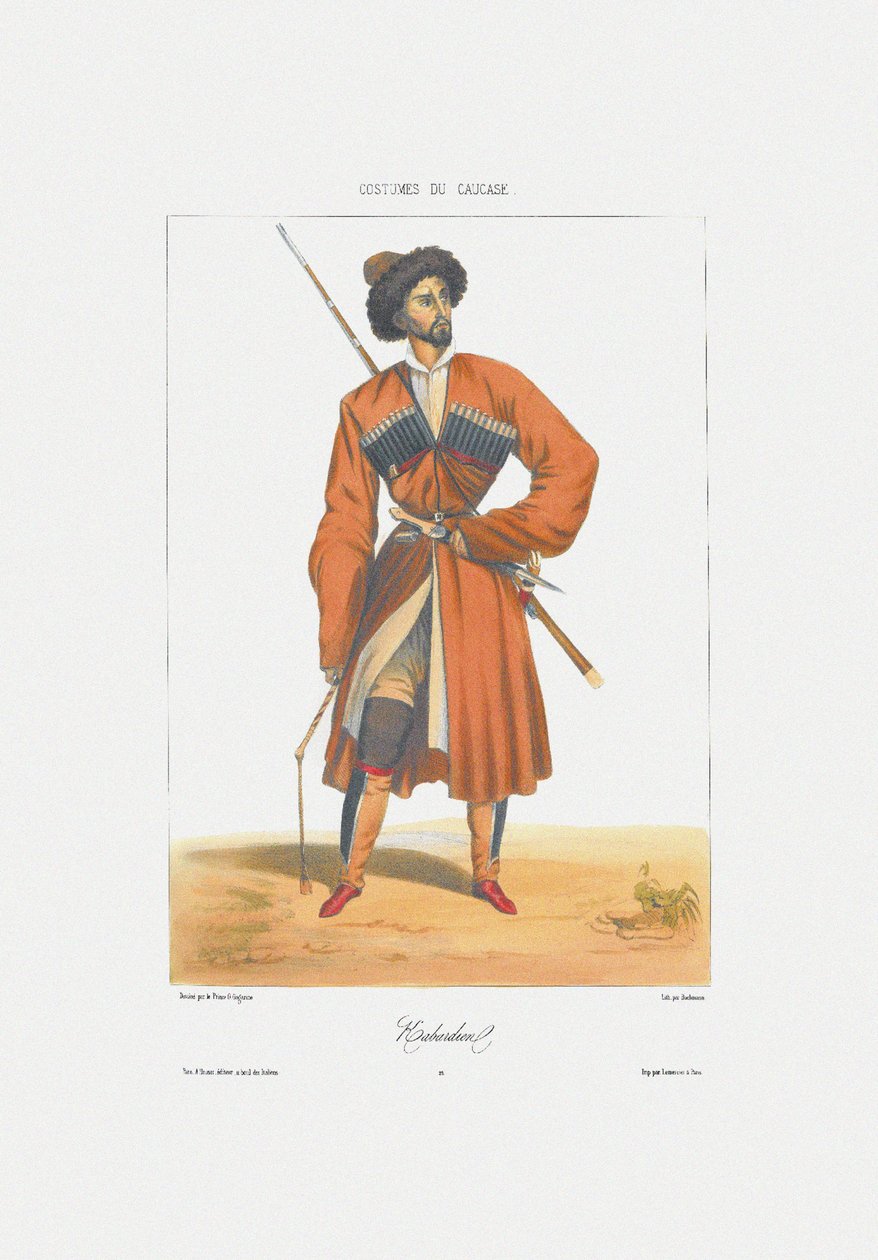 En Kabardin-mand Fra: Scener, landskaber, skikke og kostumer i Kaukasus, 1840 af Grigori Grigorevich Gagarin