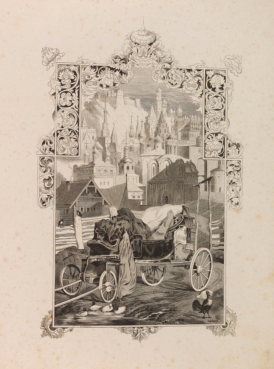 Frontispice til romanen Tarantas The Tarantass af Vladimir Sollogub, 1845. af Grigori Grigorevich Gagarin