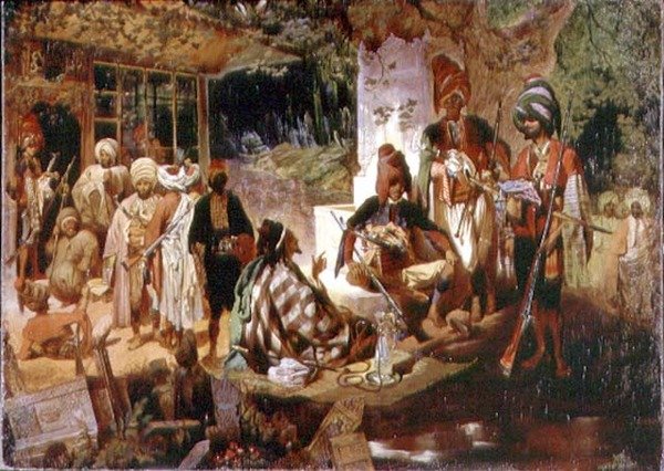 Orientalsk scene (olie på lærred) af Grigori Grigorevich Gagarin