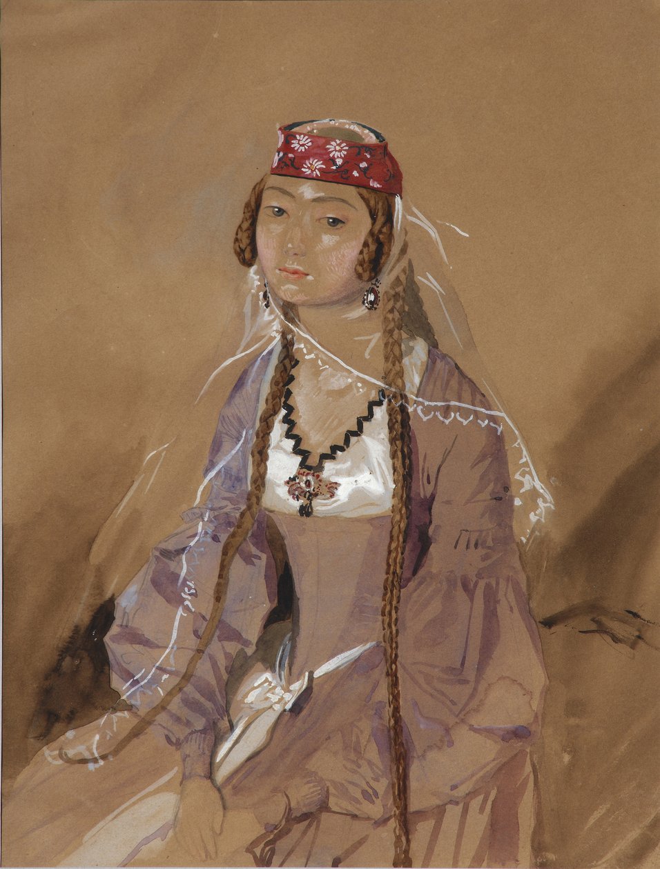 Portræt af grevinde Marta Sologashvili, prinsesse Eristavi, 1840-1842 af Grigori Grigorevich Gagarin