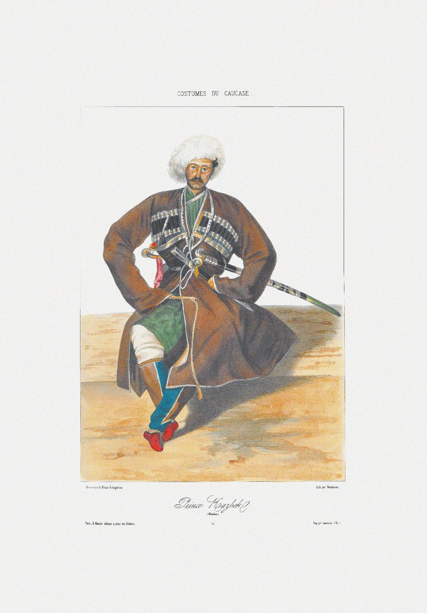 Prins Kazbek af Ossetien Fra: Scener, landskaber, skikke og kostumer i Kaukasus, 1840 af Grigori Grigorevich Gagarin