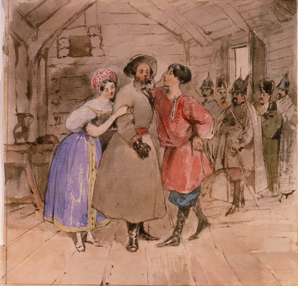 Scene fra operaen Et liv for zaren Ivan Susanin af M. Glinka, slutningen af 1830