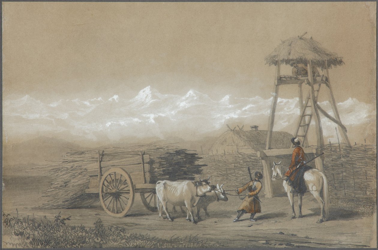 Kosakfortet i Kaukasus, 1846 af Grigori Grigorevich Gagarin