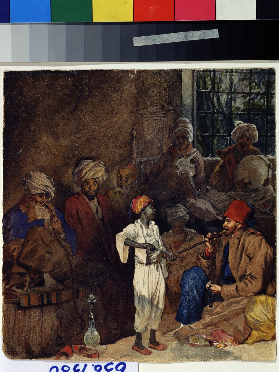 ""En kro i Izmir i Tyrkiet"" (Kaffehus i Smyrna) Akvarel af Grigori Gagarin (Gagarin) (1810-1893) 1835 State A. Pushkin Museum of Fine Arts Moskva af Grigori Grigorevich Gagarin