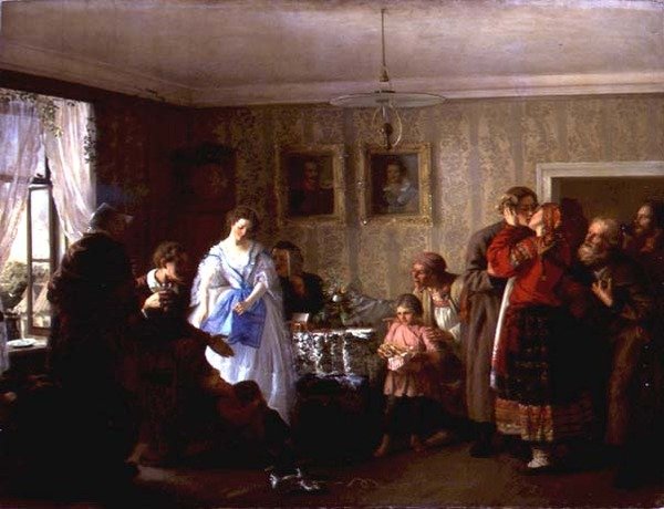 Tillykke til de nygifte i Godsejerens Hus af Grigori Grigorievich Mjasoedov