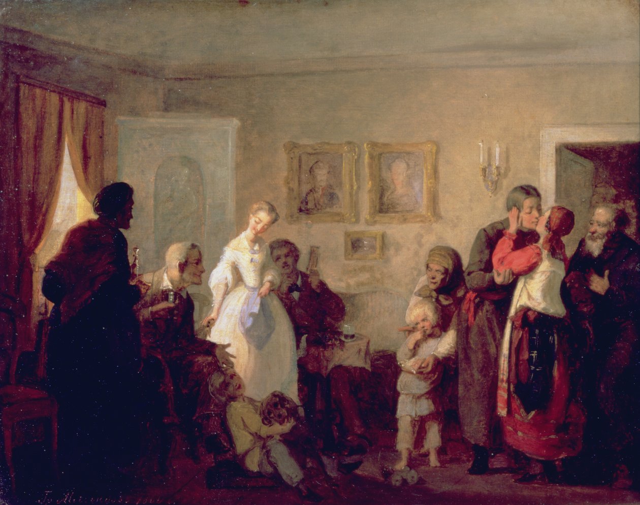 Tillykke til de nygifte i en herregård, 1860 af Grigori Grigorievich Mjasoedov