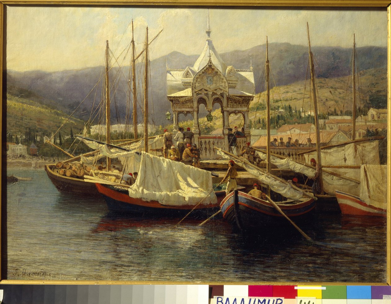 Le Port de Yalta (Ukraine) - Painture de Grigori (Grigory, Grigory) Grigorievich Myasoedov (Myasoedov) (1834-1911), huile sur toile af Grigoriy Myasoyedov