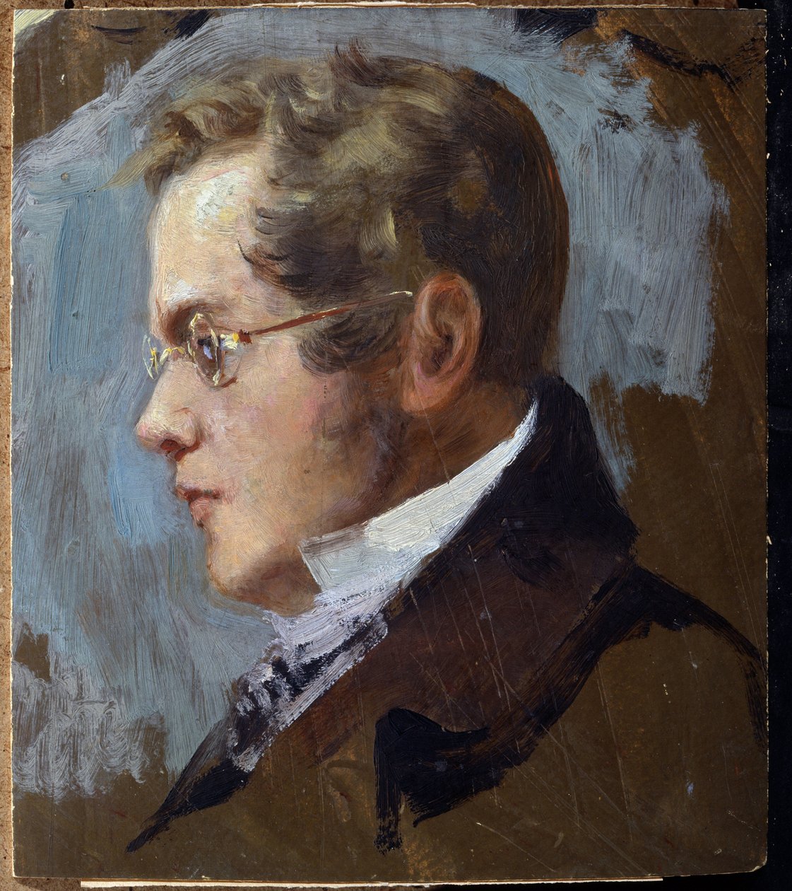 Portrait du poete prince Piotr Andreievitch Viazemski (Pierre Wiazemsky) (1792-1878) (Portræt af digteren Prins Pyotr. A. Vyazemsky). Oeuvre de Grigori (Grigoriy, Grigory) Grigoryevich Myasoyedov (Myasoedov, Miasoedov) (1834-1911), huile sur karton. Kunst af Grigoriy Myasoyedov