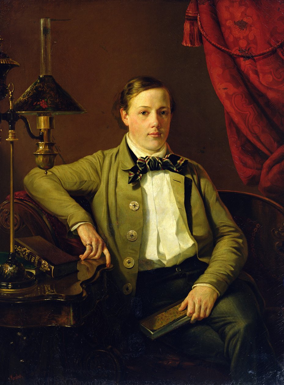 Portræt af Apollon Maykov, 1840 af Grigory Mikhailov