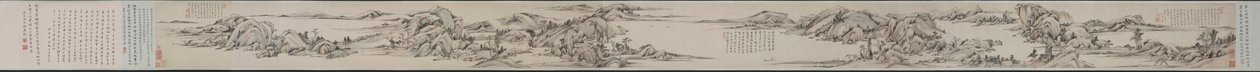 Landskab i stil med Huang Gongwang, 1649. af Gu Tianzhi