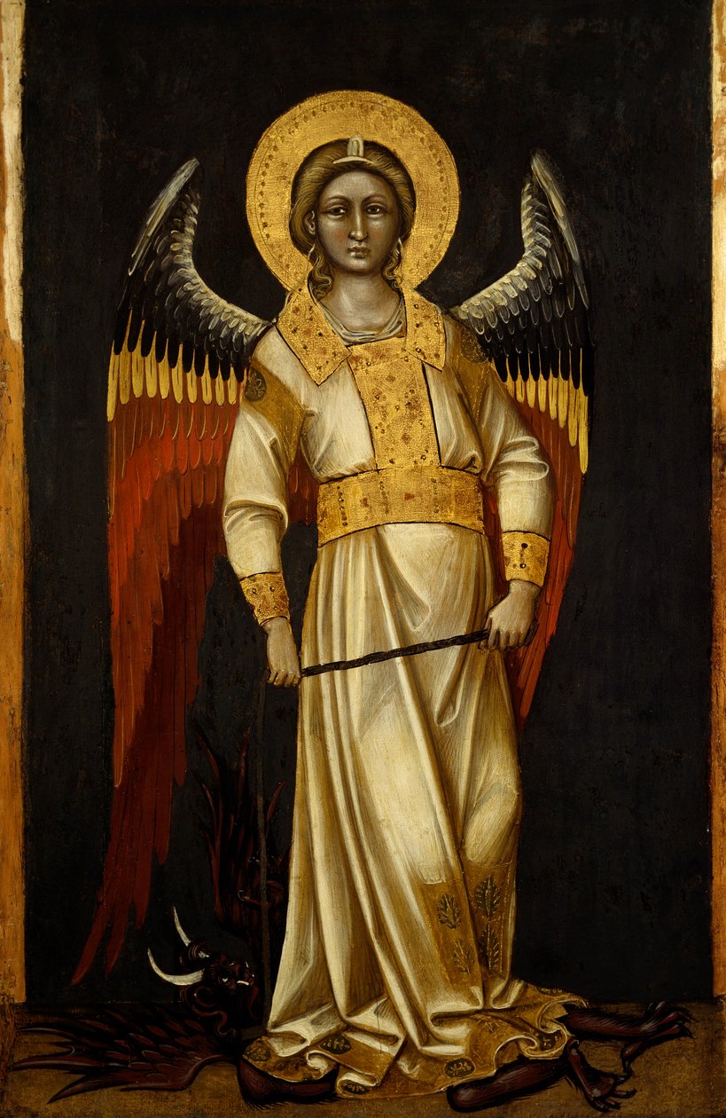 Engel med dæmon på kæde af Guariento (aktiv 1338-1367 eller 1370), tempera på panel, ca. 1354 af Guariento di Arpo