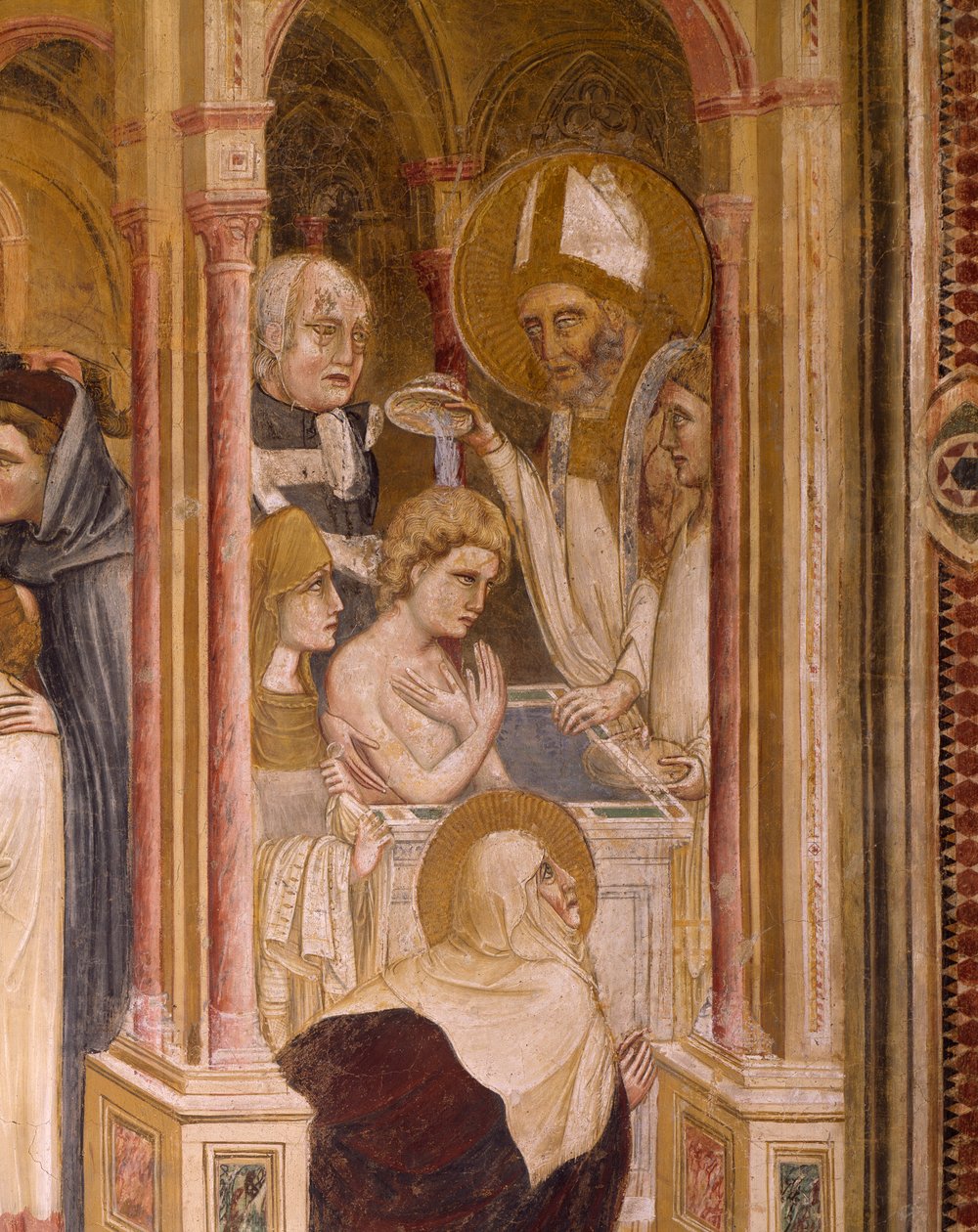 St. Augustins dåb, ved Guariento, fresco af Guariento di Arpo