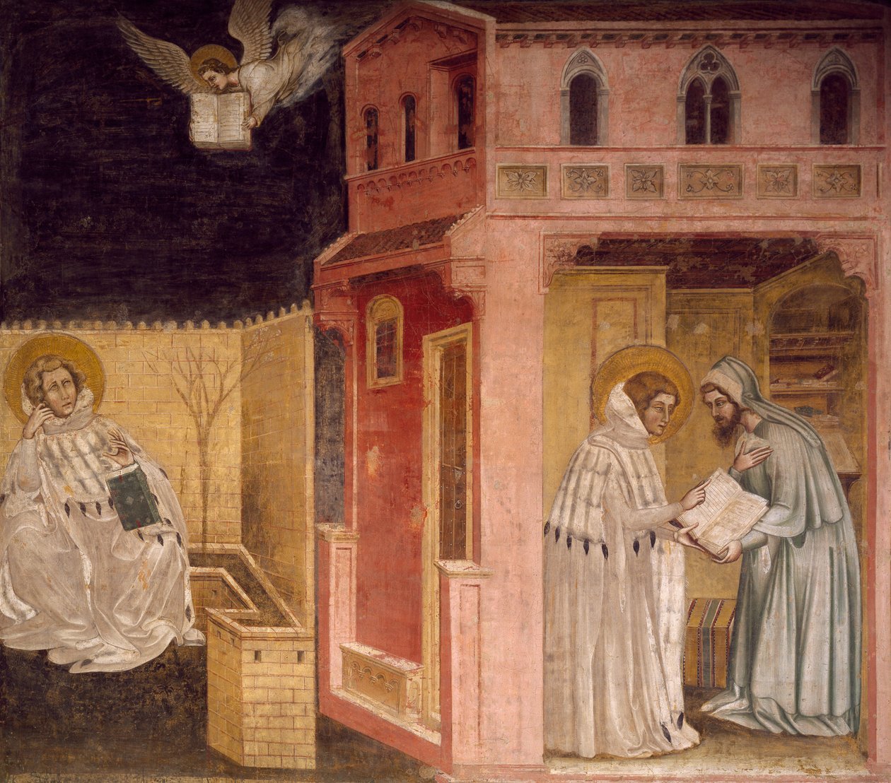 Vision of St Augustine, scene fra Stories of St Philip and St Augustine, af Guariento (aktiv fra 1338, død 1367 eller 1370), fresco, Church of Eremitani (Hermits), Church of Eremitani (Eremits), Italien af Guariento di Arpo