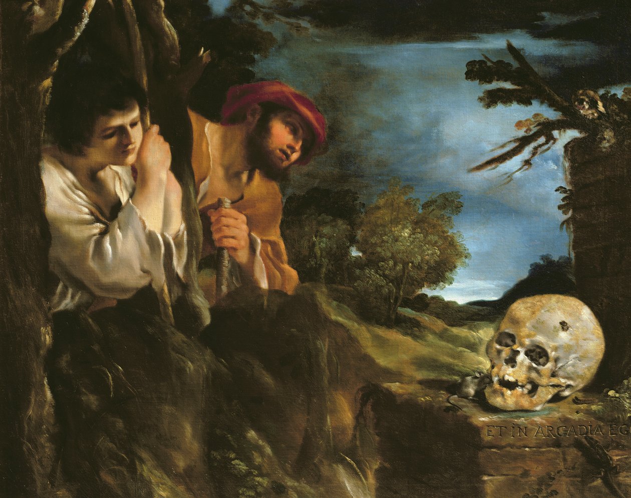 Et in arcadia ego (olie på lærred) af Giovanni Francesco Barbieri